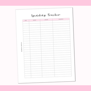 Spending Tracker Inserts | 8.5x11 | 15 sheets
