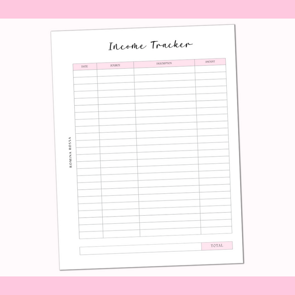 Income Tracker Inserts | 8.5x11 | 15 sheets