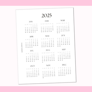 2025 Year at a Glance Dashboard | 8.5x11