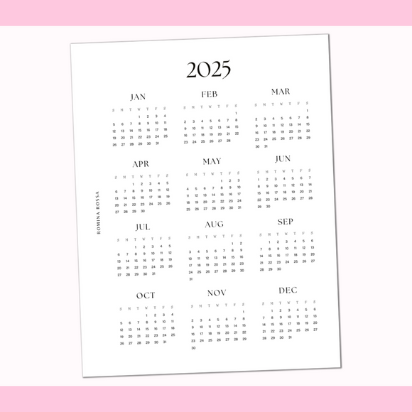 2025 Year at a Glance Dashboard | 8.5x11