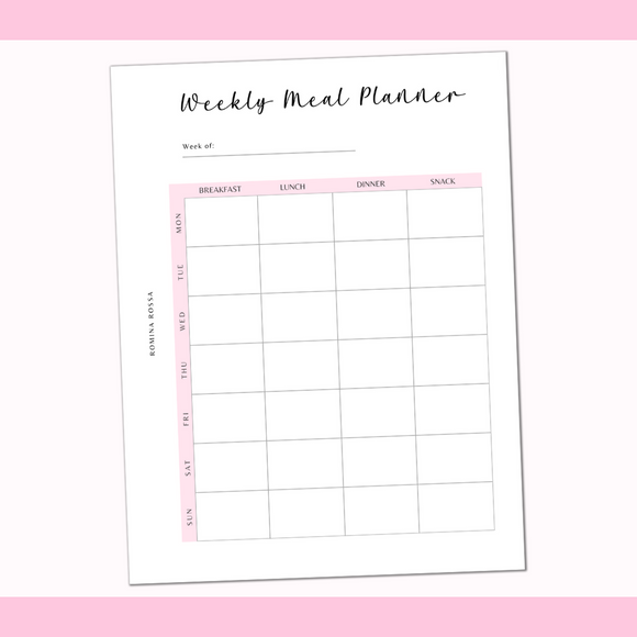 Weekly Meal Planner Printable | 8.5x11 | PDF Digital Download