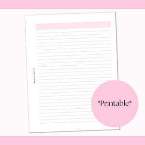 Notes Page Printable | 8.5x11 | PDF Digital Download