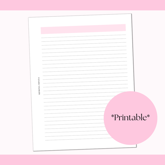 Notes Page Printable | 8.5x11 | PDF Digital Download