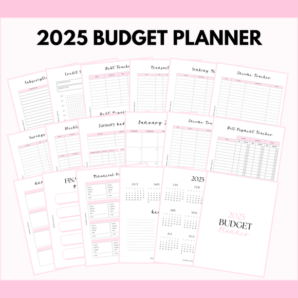 2025 Budget Planner Inserts | 8.5x11 | Pink & Gray