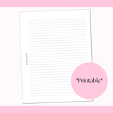 Notes Page Printable | 8.5x11 | PDF Digital Download