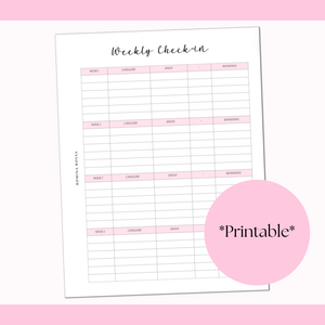 Weekly Check-In Printable | 8.5x11 | PDF Digital Download