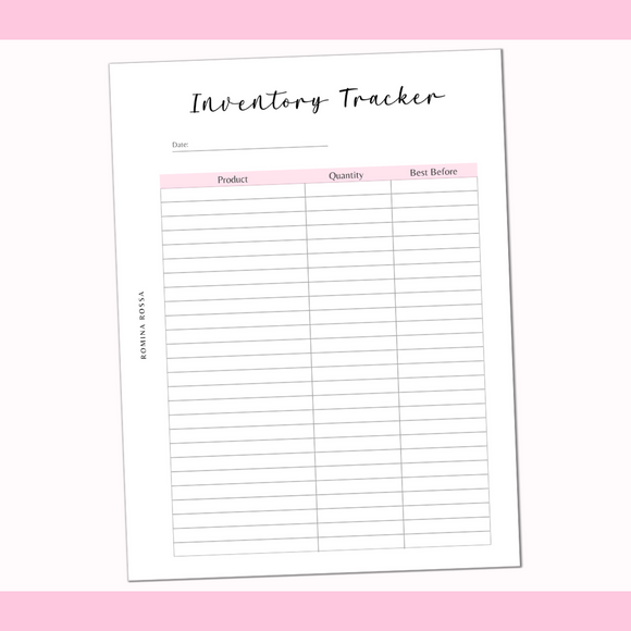 Inventory Tracker Printable | 8.5x11 | PDF Digital Download