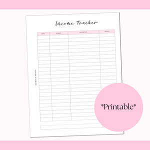 Income Tracker Printable | 8.5x11 | PDF Digital Download