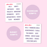 MK-141 April 2025 Dashboard and Script Stickers | A5 & 7x9 EC Planner