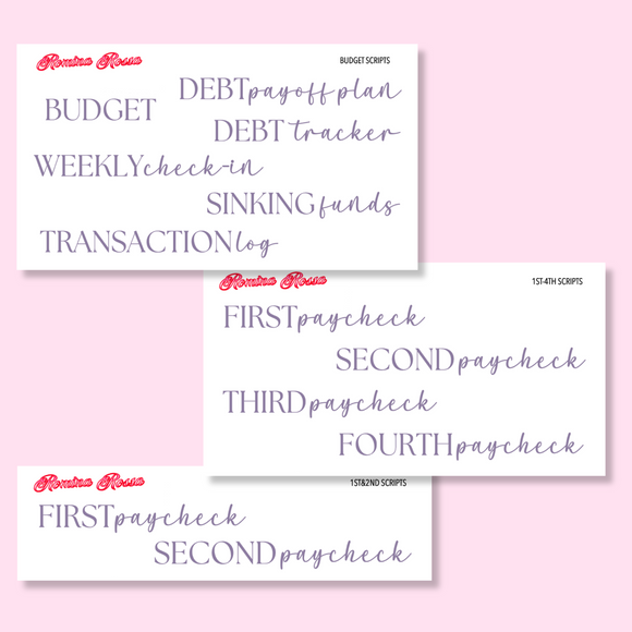 April 2025 Budgeting & Paycheck Script Stickers | Planner Stickers