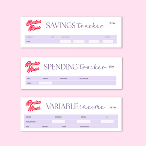 April 2025 Savings/Spending Tracker, Variable Income Tracker | 7x9, 8.5x11 & Petite Monthly Planner
