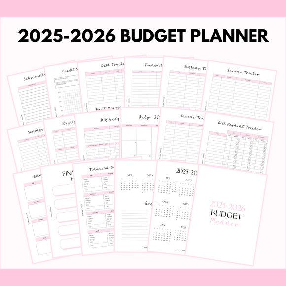 2025-2026 Budget Planner | PDF Printable | 8.5x11 | Pink & Gray ...
