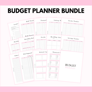 Budget Planner Bundle | 8.5x11 | Pink & Gray | PDF Printable