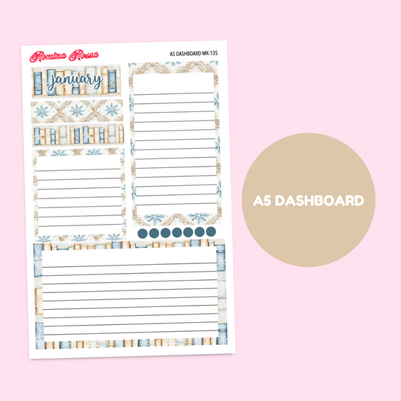 MK-135 January 2025 Dashboard and Script Stickers | A5 & 7x9 EC Planner