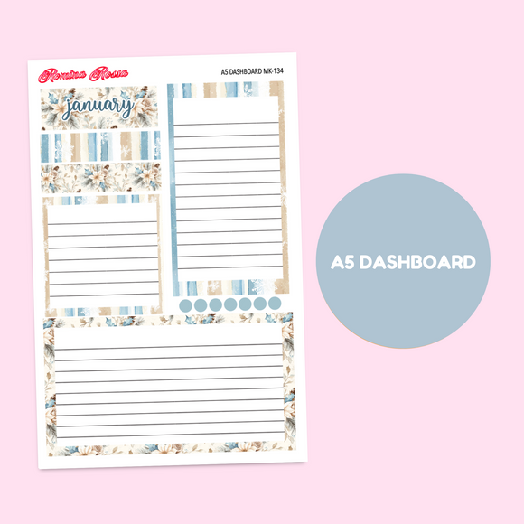 MK-134 January 2025 Dashboard and Script Stickers | A5 & 7x9 EC Planner