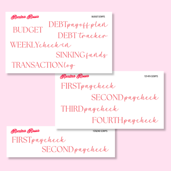 May 2025 Budgeting & Paycheck Script Stickers | Planner Stickers