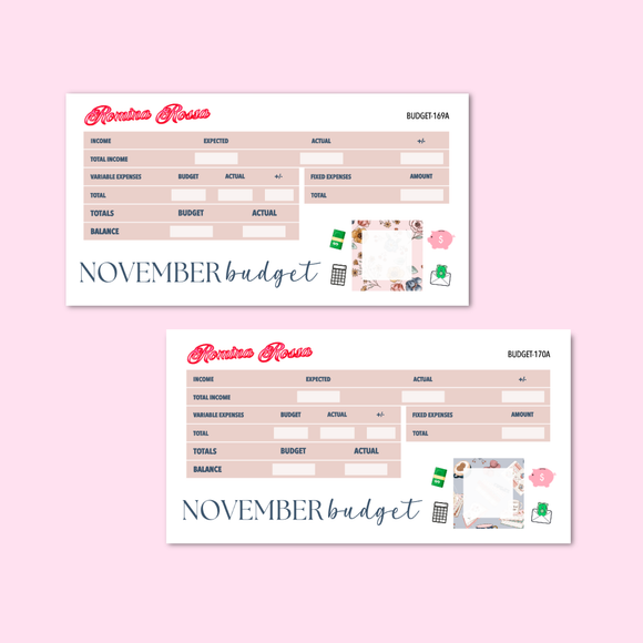 November 2025 Budget Kit | 7x9, 8.5x11 & Petite Monthly Planner