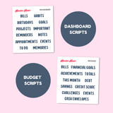 MK-155 November 2025 Dashboard and Script Stickers | A5 & 7x9 EC Planner