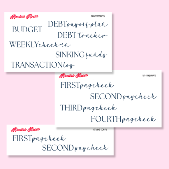 November 2025 Budgeting & Paycheck Script Stickers | Planner Stickers