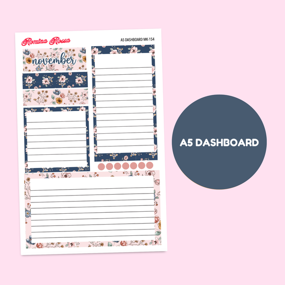 MK-154 November 2025 Dashboard and Script Stickers | A5 & 7x9 EC Planner