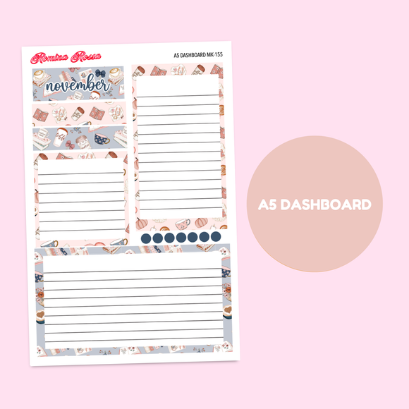 MK-155 November 2025 Dashboard and Script Stickers | A5 & 7x9 EC Planner
