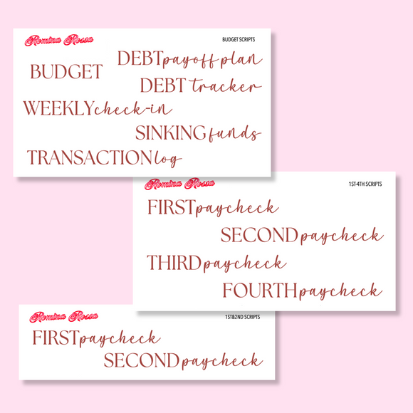 October 2025 Budgeting & Paycheck Script Stickers | Planner Stickers