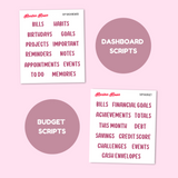 MK-150 September 2025 Dashboard and Script Stickers | A5 & 7x9 EC Planner