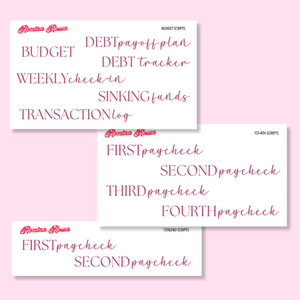 September 2025 Budgeting & Paycheck Script Stickers | Planner Stickers
