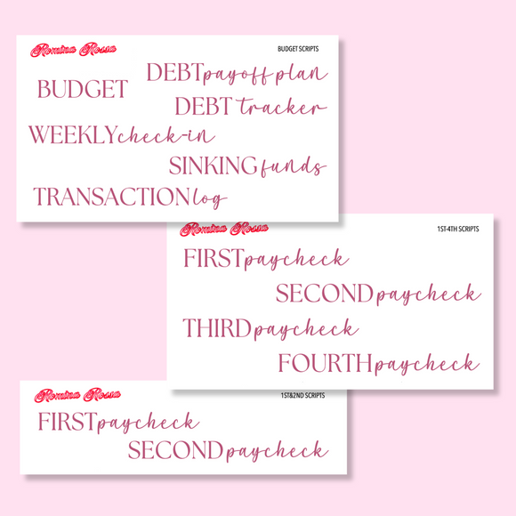 September 2025 Budgeting & Paycheck Script Stickers | Planner Stickers