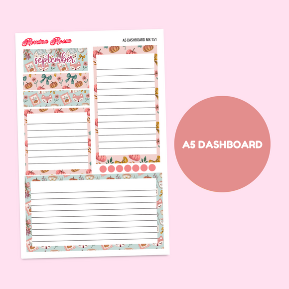 MK-151 September 2025 Dashboard and Script Stickers | A5 & 7x9 EC Planner
