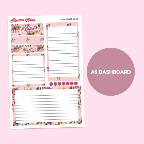 MK-150 September 2025 Dashboard and Script Stickers | A5 & 7x9 EC Planner