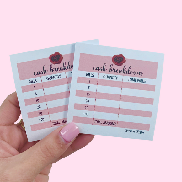 Cash Breakdown Sticky Notes