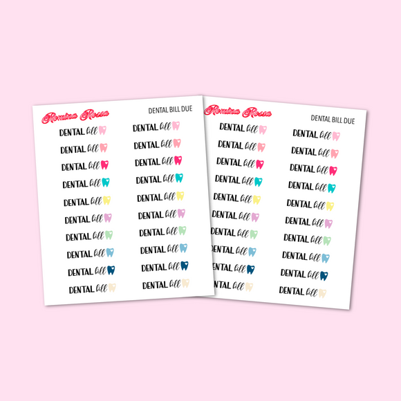 Dental Bill Due Stickers - Decorative Planner Stickers