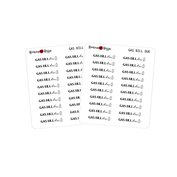 Gas Bill Due Stickers - Decorative Planner Stickers