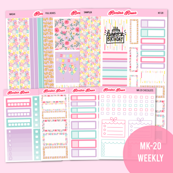 MK-20 | Happy Birthday - Weekly Sticker Kit Sheets