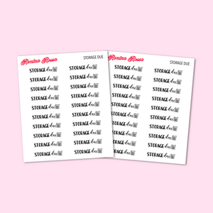 Storage Due Stickers - Decorative Planner Stickers