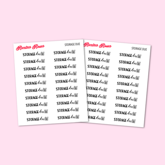 Storage Due Stickers - Decorative Planner Stickers