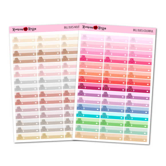 Bill Due Stickers - Full Sheet