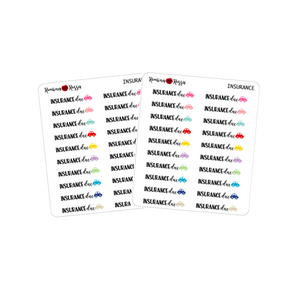 Car Insurance Due Stickers - Decorative Planner Stickers