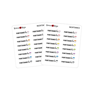 Car Maintenance Due Stickers - Decorative Planner Stickers