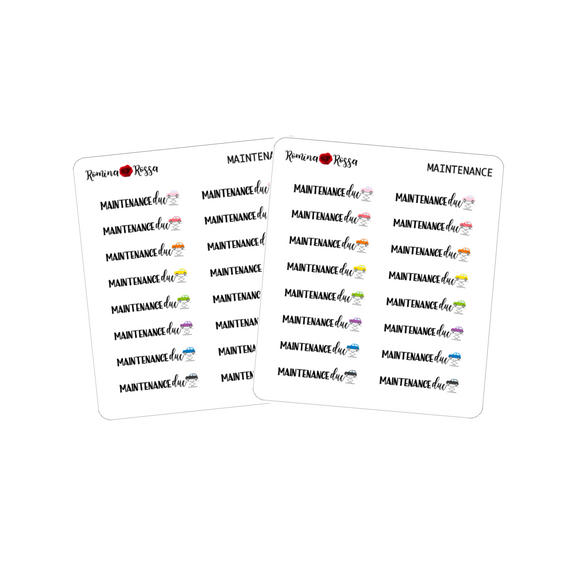 Car Maintenance Due Stickers - Decorative Planner Stickers