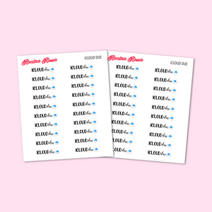 iCloud Storage Due Stickers - Decorative Planner Stickers