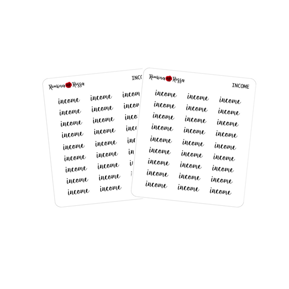 Income Script Stickers | Planner Stickers