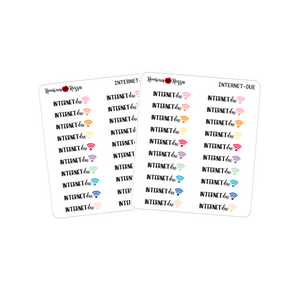 Internet Due Stickers - Decorative Planner Stickers