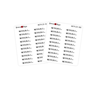 Netflix Due Stickers - Decorative Planner Stickers