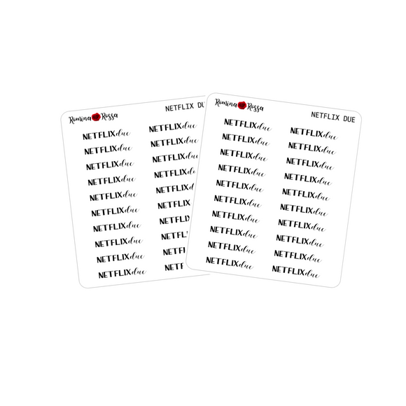 Netflix Due Stickers - Decorative Planner Stickers