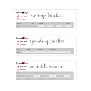Spending Tracker, Variable Income Tracker | 7x9, 8.5x11 & Petite Monthly Planner
