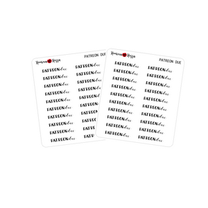 Patreon Due Stickers - Decorative Planner Stickers