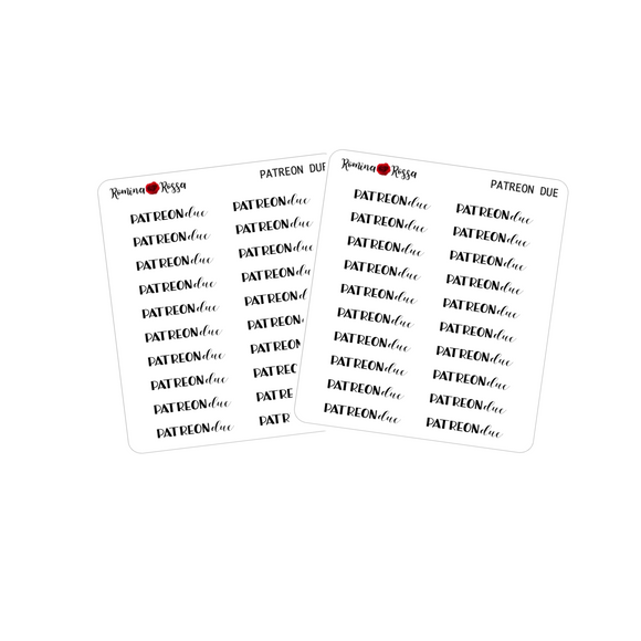 Patreon Due Stickers - Decorative Planner Stickers