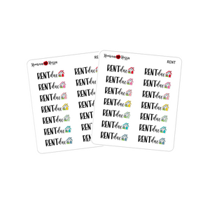 Rent Due Stickers - Decorative Planner Stickers